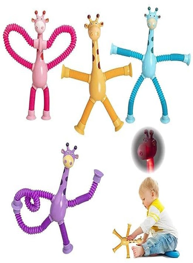 Bhavenu 3PCS Telescopic Suction Cup Bath Giraffe Toy, Pop Tubes Sensory Toy for Kids, Fidget Toys, Sensory Tubes, Suction Cup Pop Tube Giraffe Toys, Stretchy Giraffe Suction Toy, Funny Gift - Image 1